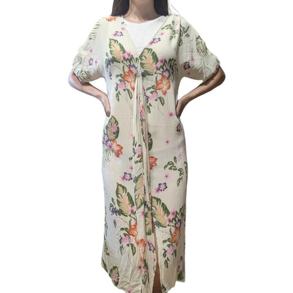 Vero Moda | Kimono Vmbloom 3/4  Moonbeam Bloom Floral Midi Dress | Size: S - Picture 4 of 14